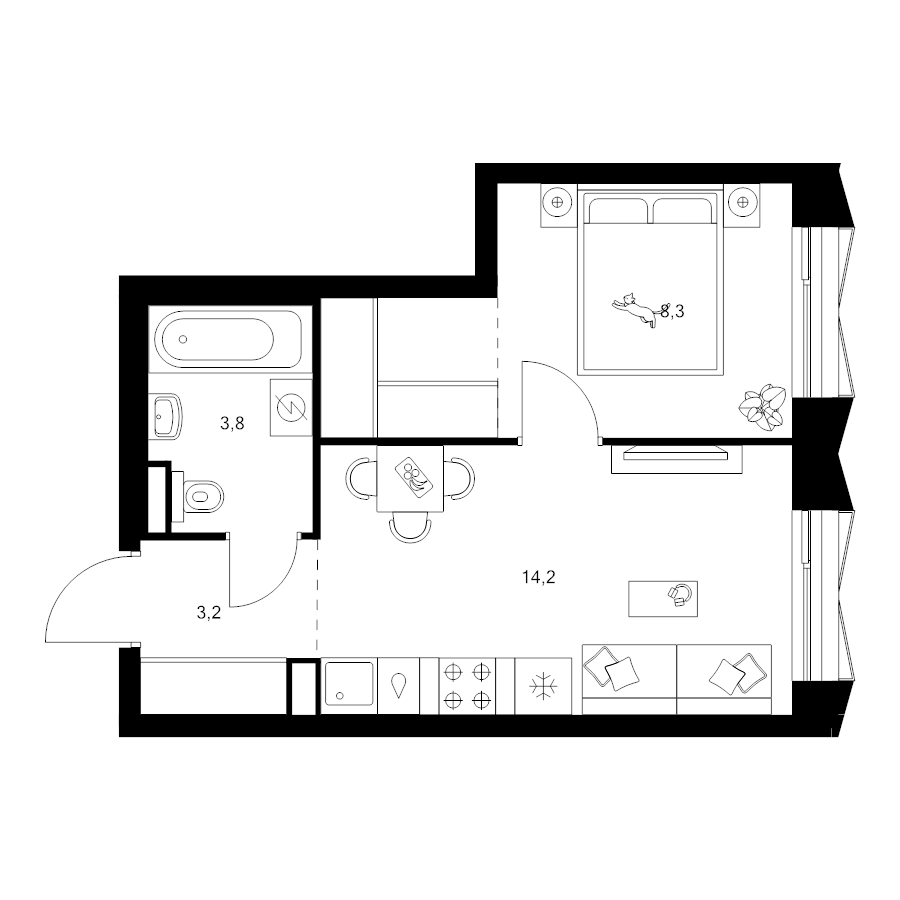 1 ккв 32,3 м²