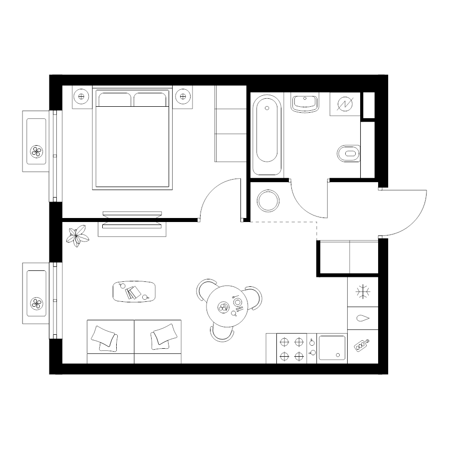 2 ккв (Евро) 32,5 м²