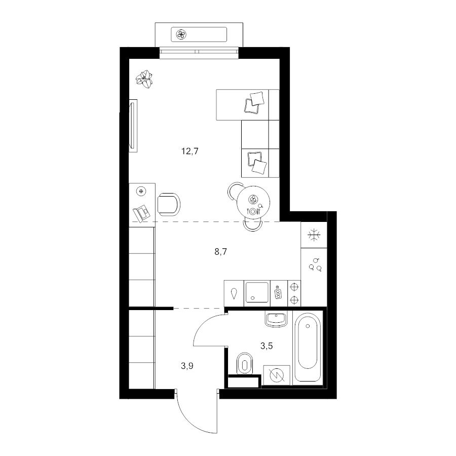 Студия 28,8 м²
