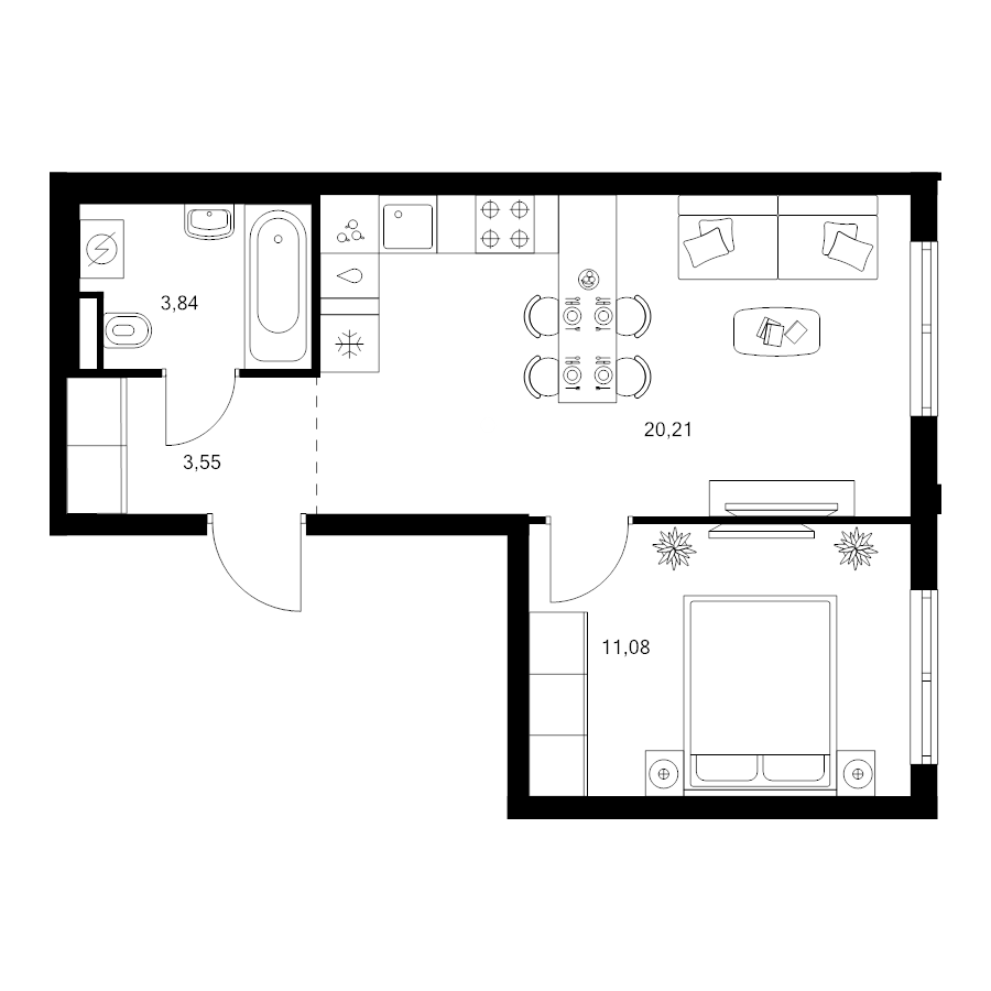 2 ккв (Евро) 38,7 м²