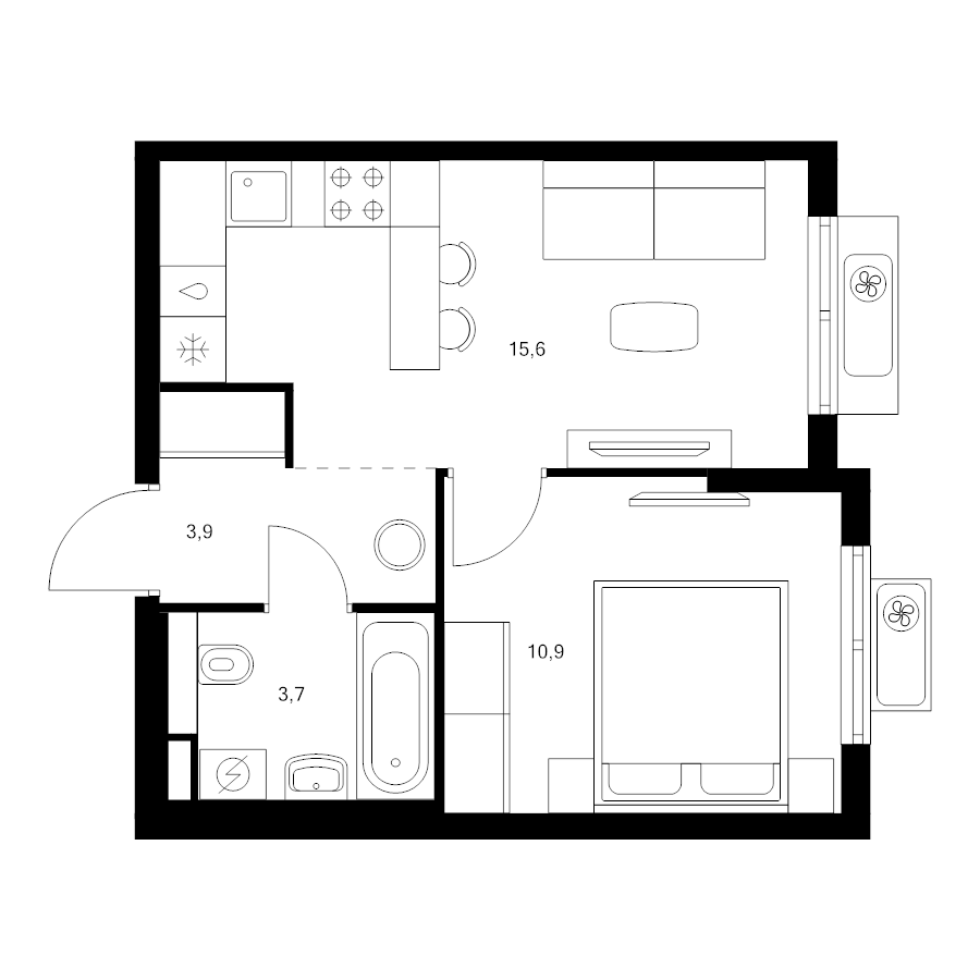 2 ккв (Евро) 34,1 м²
