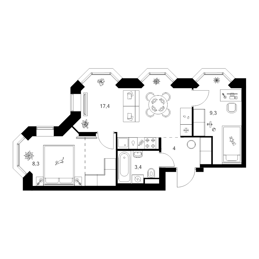 2 ккв 46,7 м²