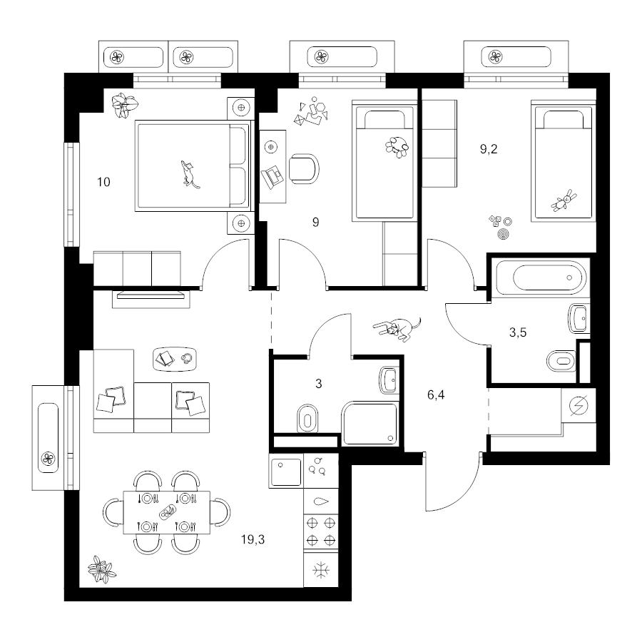 4 ккв (Евро) 62,4 м²