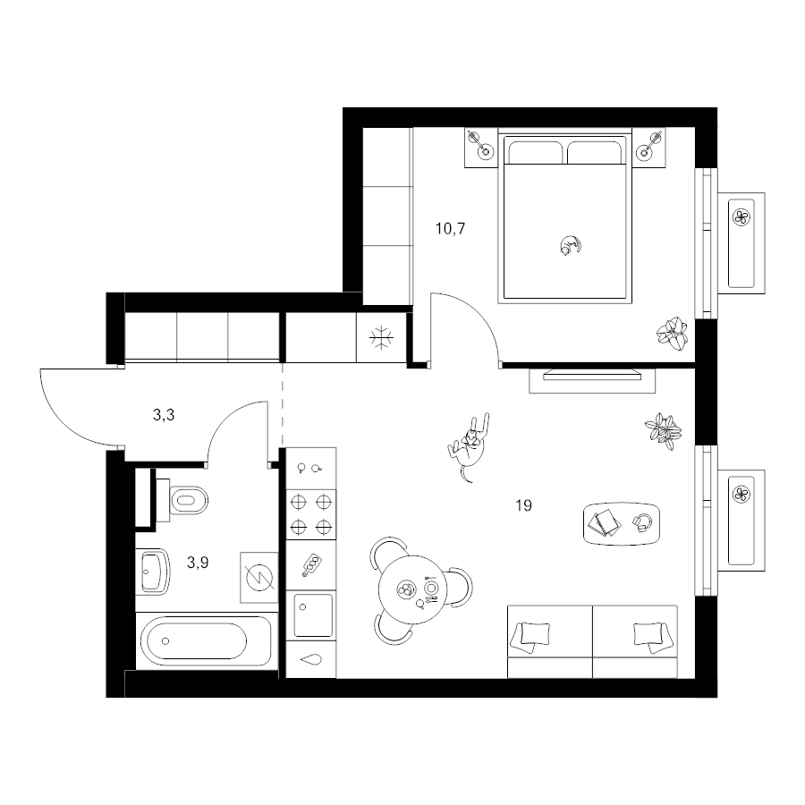 2 ккв (Евро) 36,9 м²