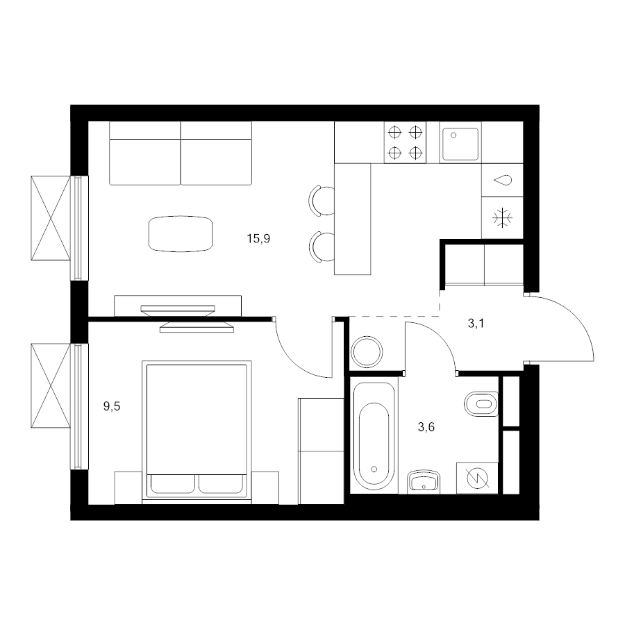 2 ккв (Евро) 32,1 м²