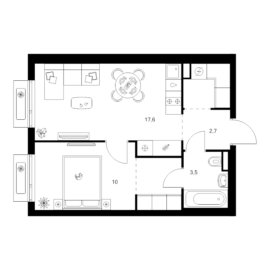 2 ккв (Евро) 40,1 м²