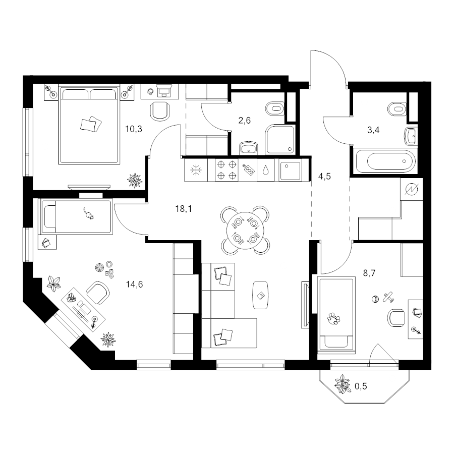 4 ккв (Евро) 68 м²