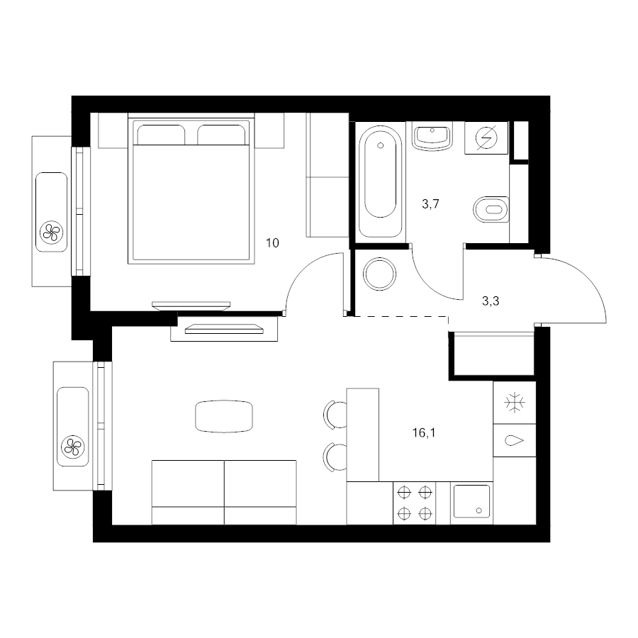 2 ккв (Евро) 33,1 м²