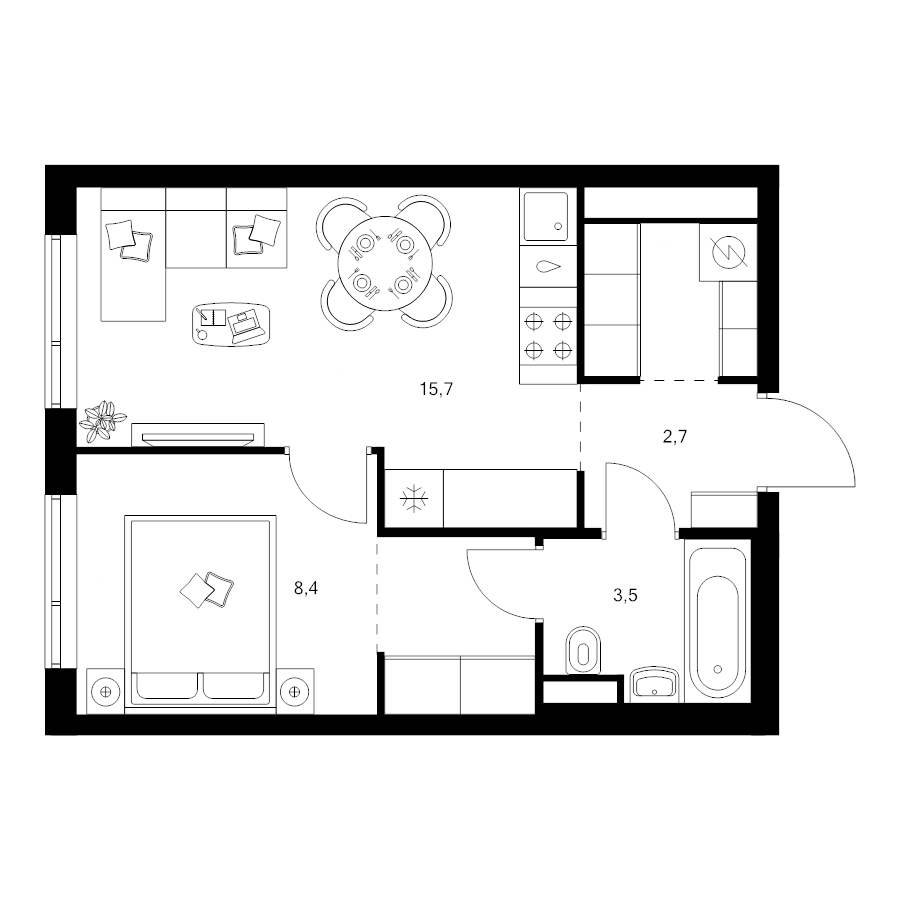 2 ккв (Евро) 36,2 м²