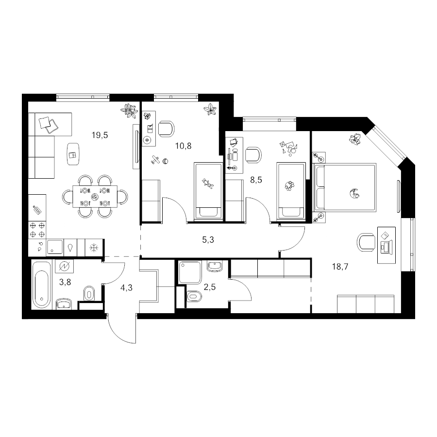 4 ккв (Евро) 78,4 м²