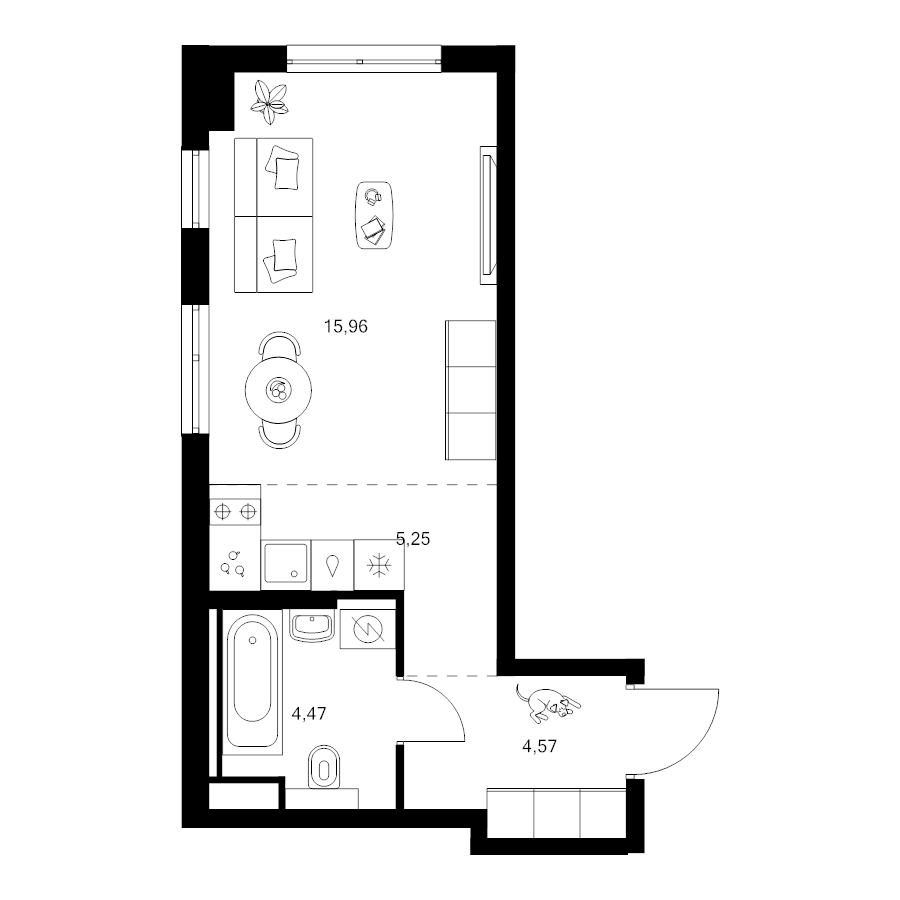 Студия 30,4 м²