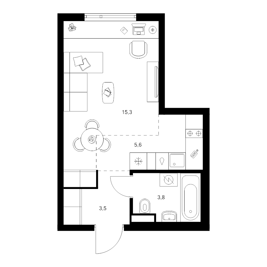 Студия 28,2 м²