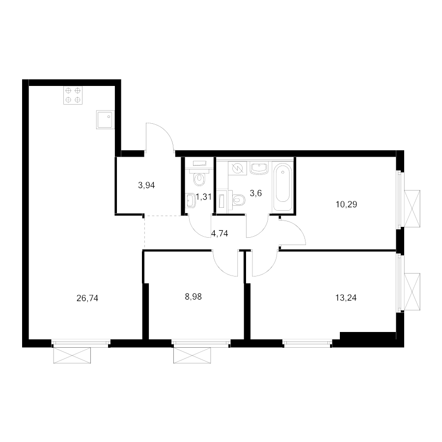 4 ккв (Евро) 70,7 м²