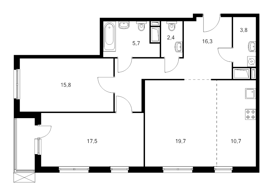 3 ккв (Евро) 94,1 м²