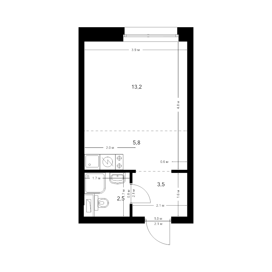 Студия 25 м²
