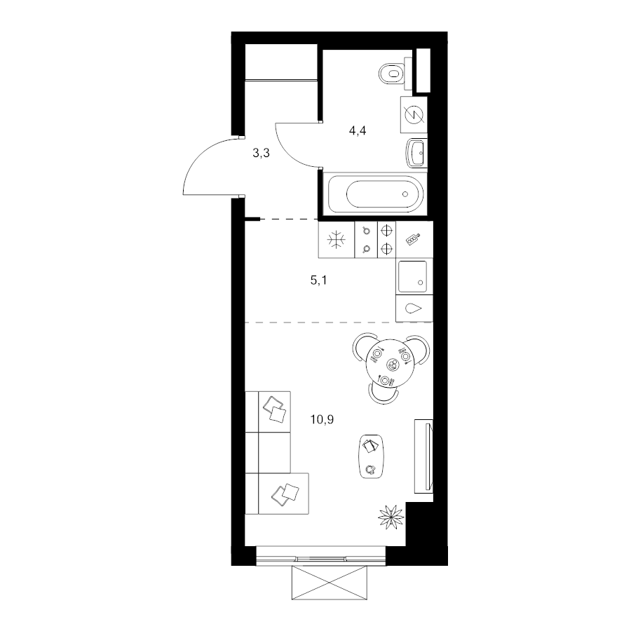 Студия 23,7 м²
