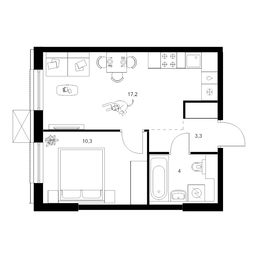 2 ккв (Евро) 34,8 м²