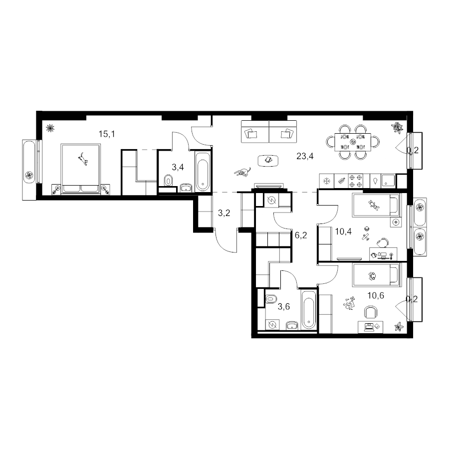 4 ккв (Евро) 81,8 м²