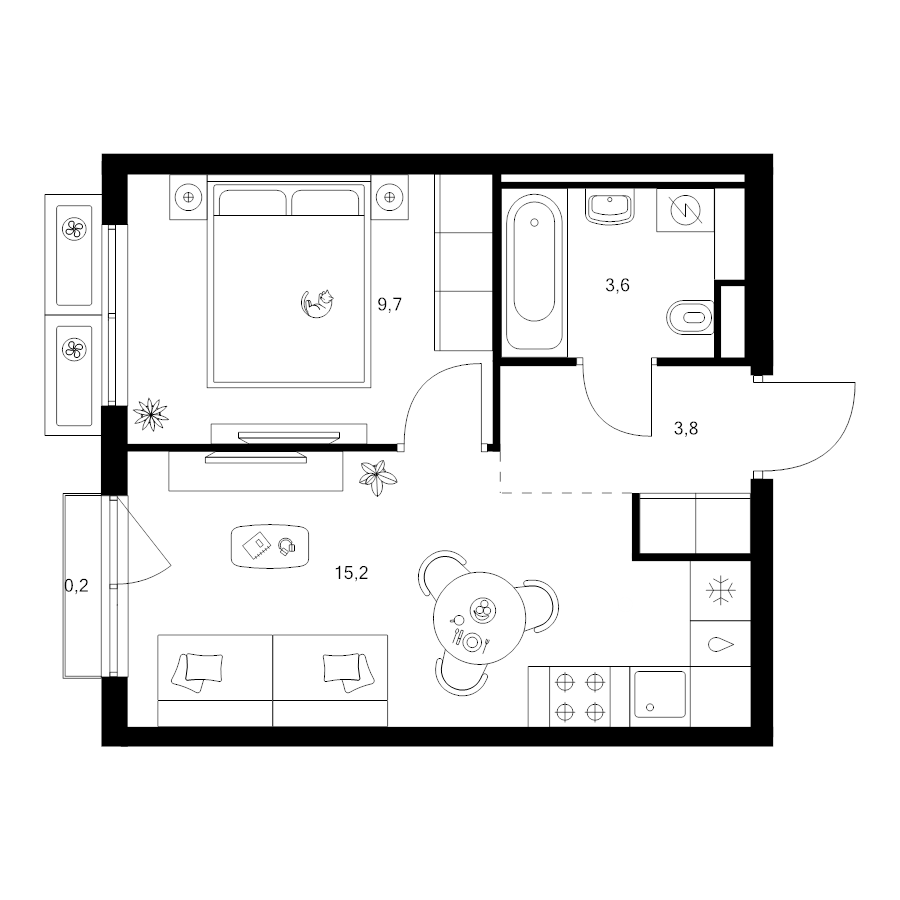 2 ккв (Евро) 32,5 м²