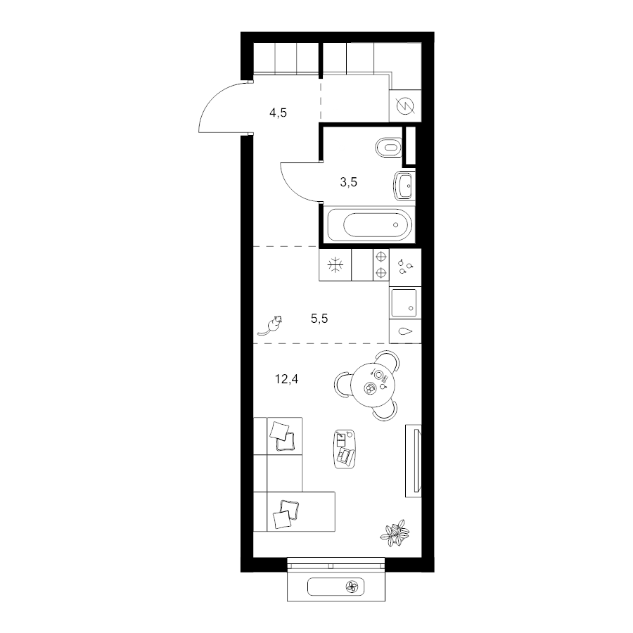 Студия 28,6 м²