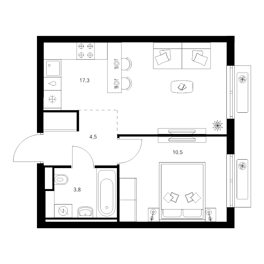 2 ккв (Евро) 36,1 м²