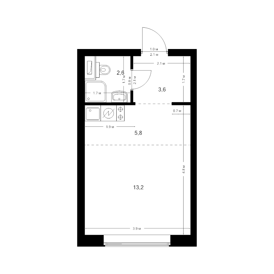 Студия 25,2 м²