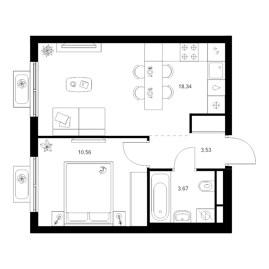 2 ккв (Евро) 36,1 м²