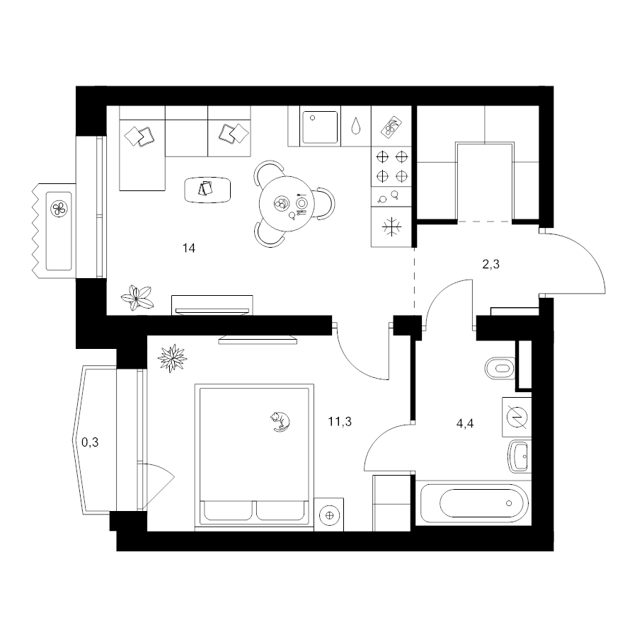 1 ккв 35,3 м²