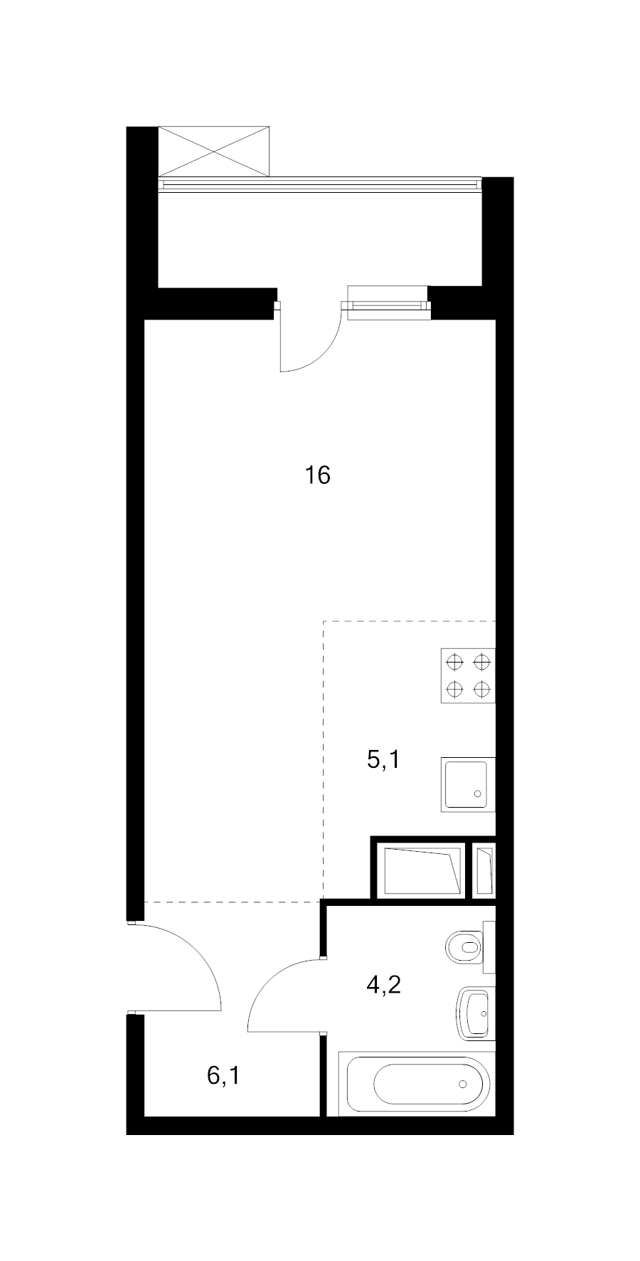 Студия 33,6 м²