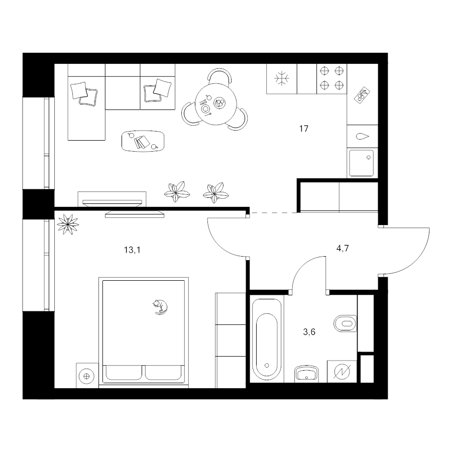 2 ккв (Евро) 38,4 м²