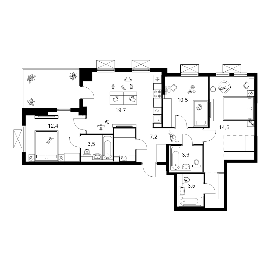 4 ккв (Евро) 88,5 м²