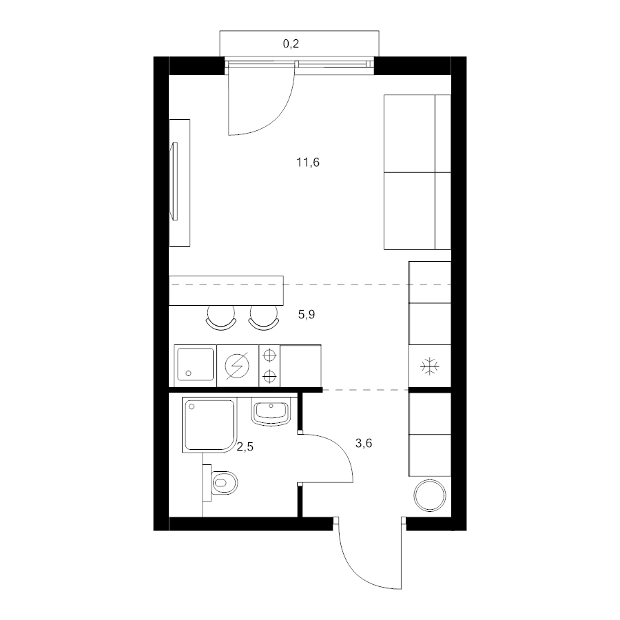 Студия 23,8 м²