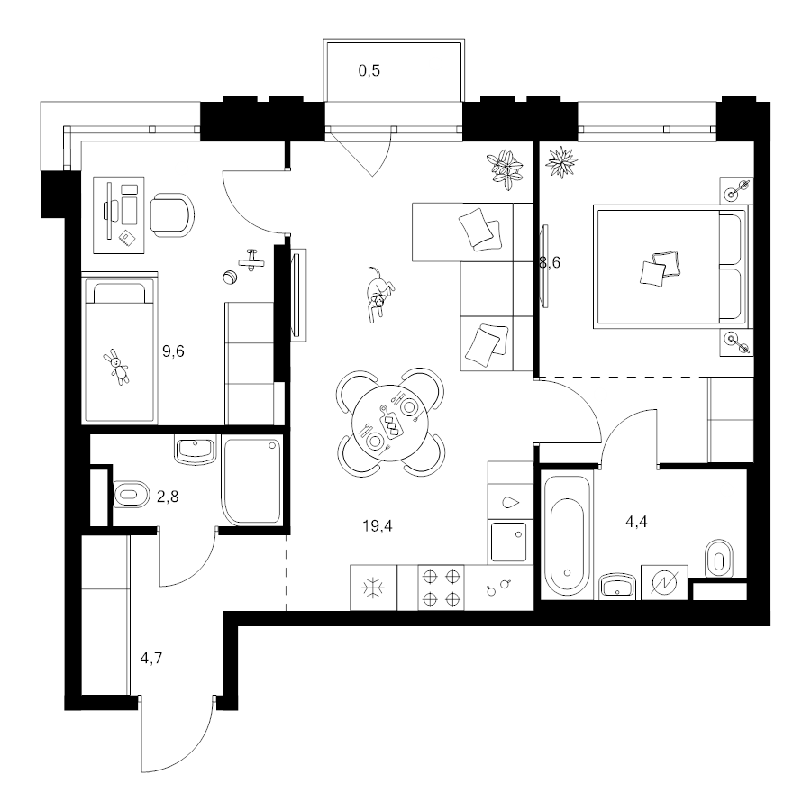 3 ккв (Евро) 53,1 м²