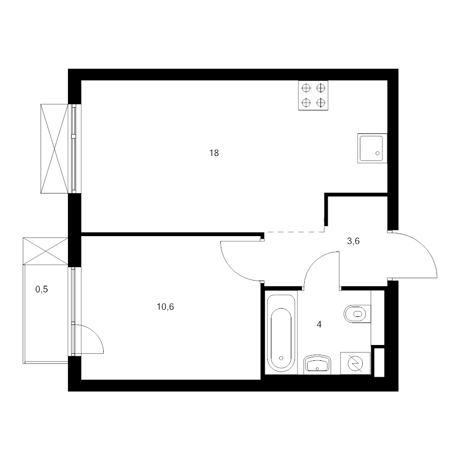 2 ккв (Евро) 36,7 м²