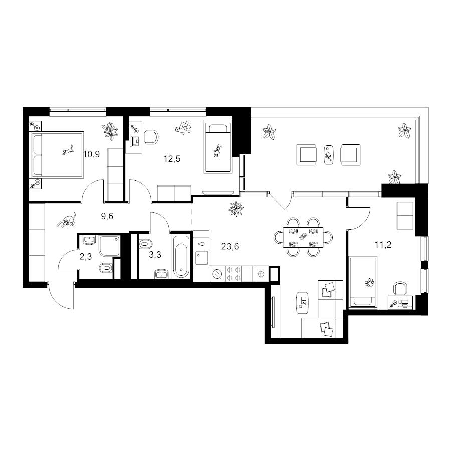 4 ккв (Евро) 78,3 м²