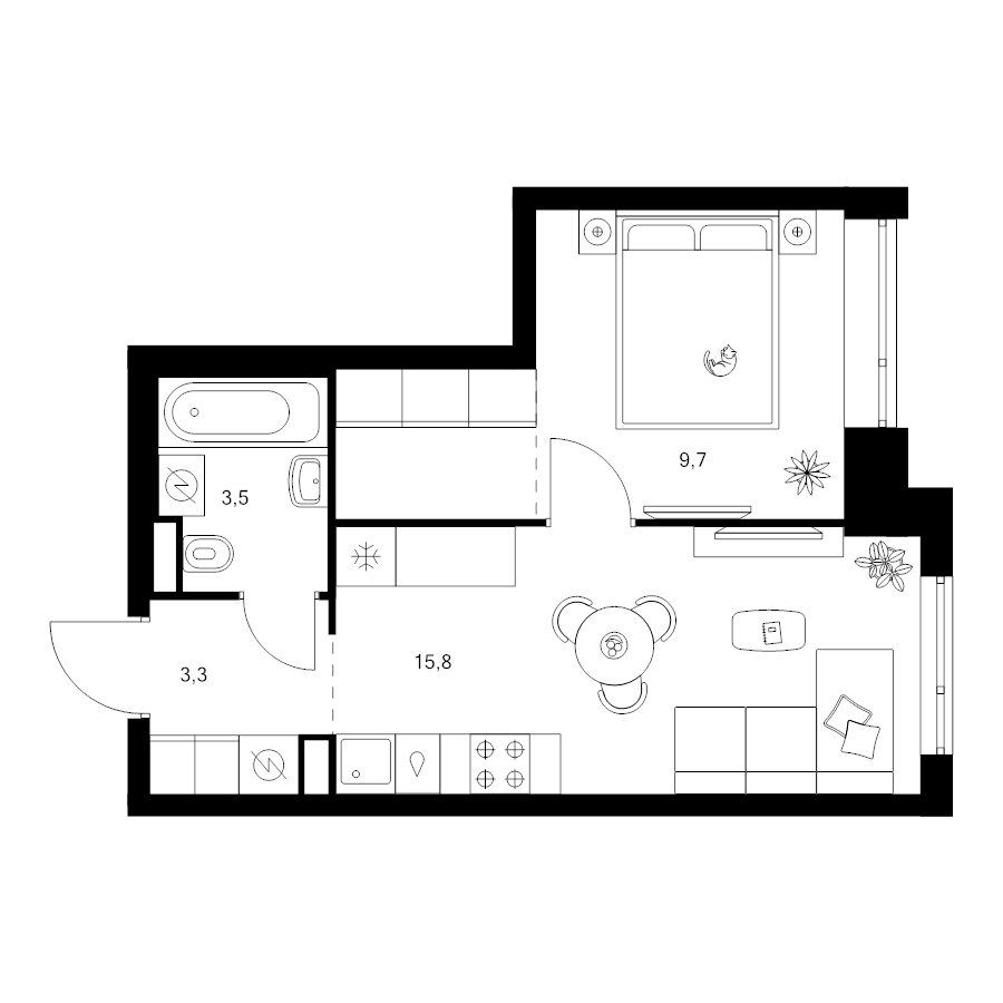2 ккв (Евро) 35,3 м²