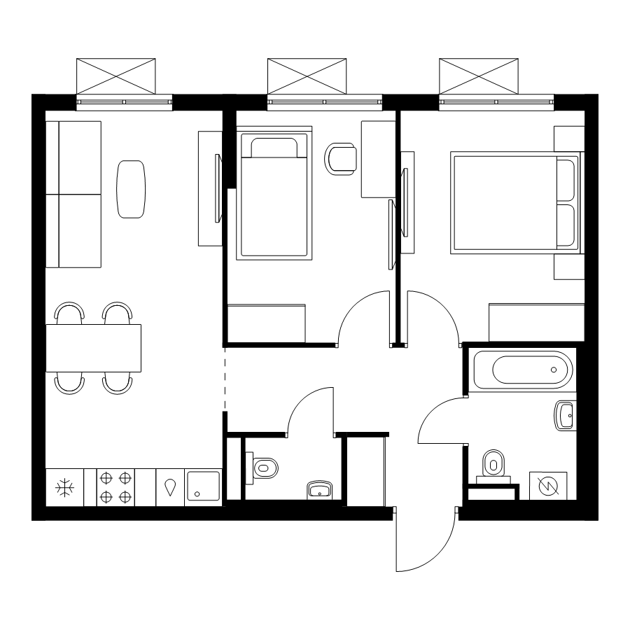 3 ккв (Евро) 49,7 м²