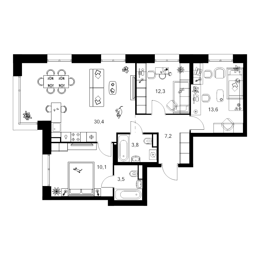 4 ккв (Евро) 80,5 м²
