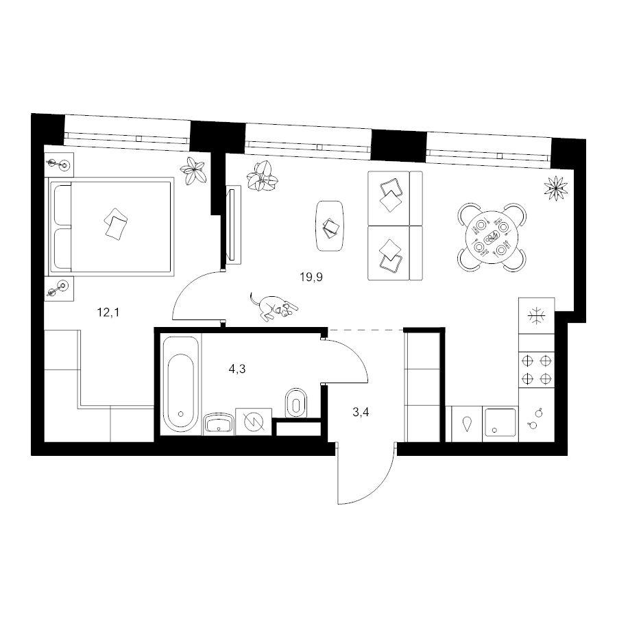 2 ккв (Евро) 39,8 м²