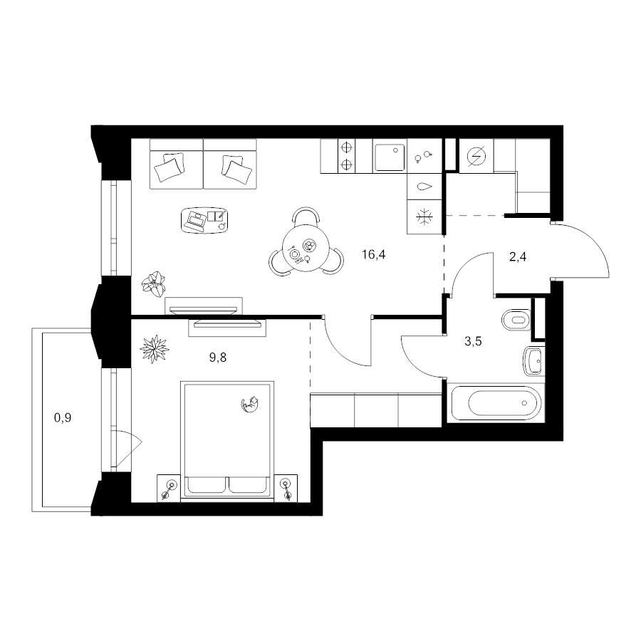 2 ккв (Евро) 39,5 м²