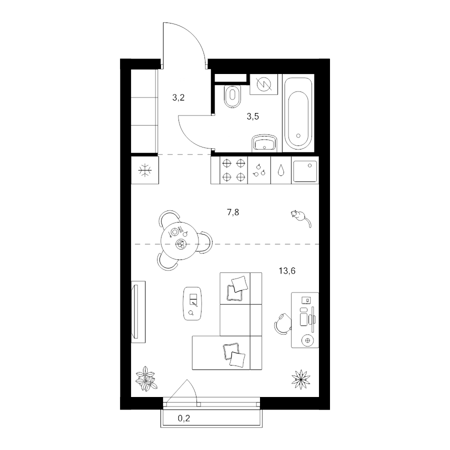Студия 28,3 м²