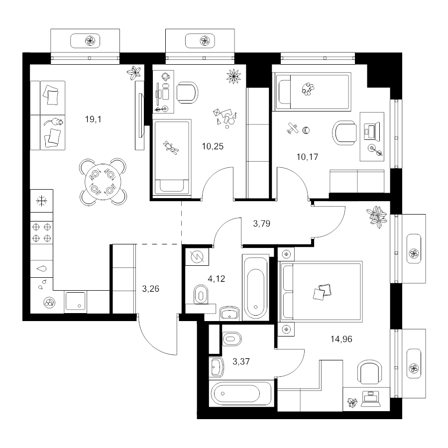 4 ккв (Евро) 69,3 м²