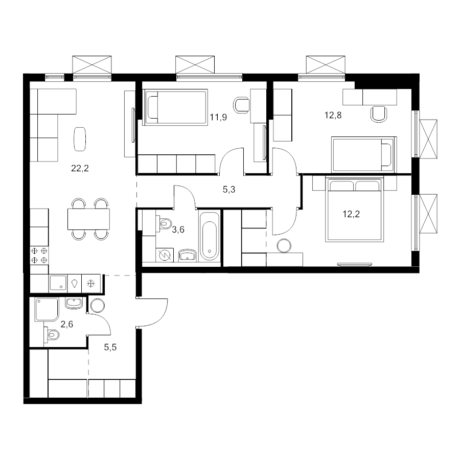 4 ккв (Евро) 81,5 м²