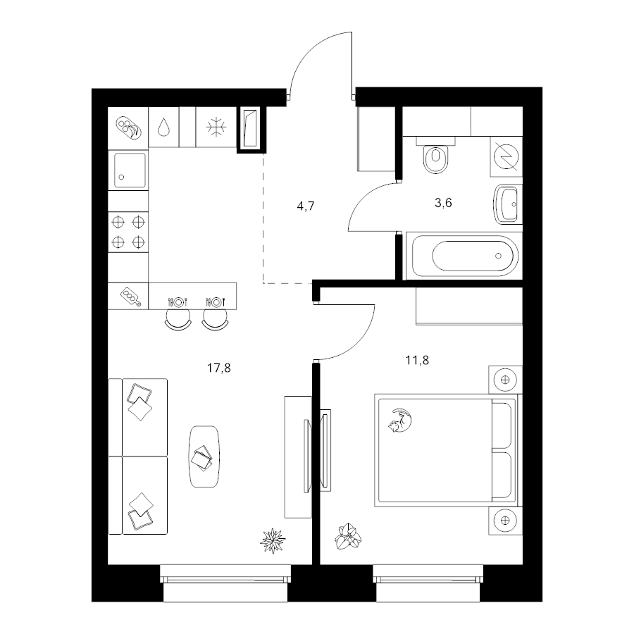 2 ккв (Евро) 37,9 м²