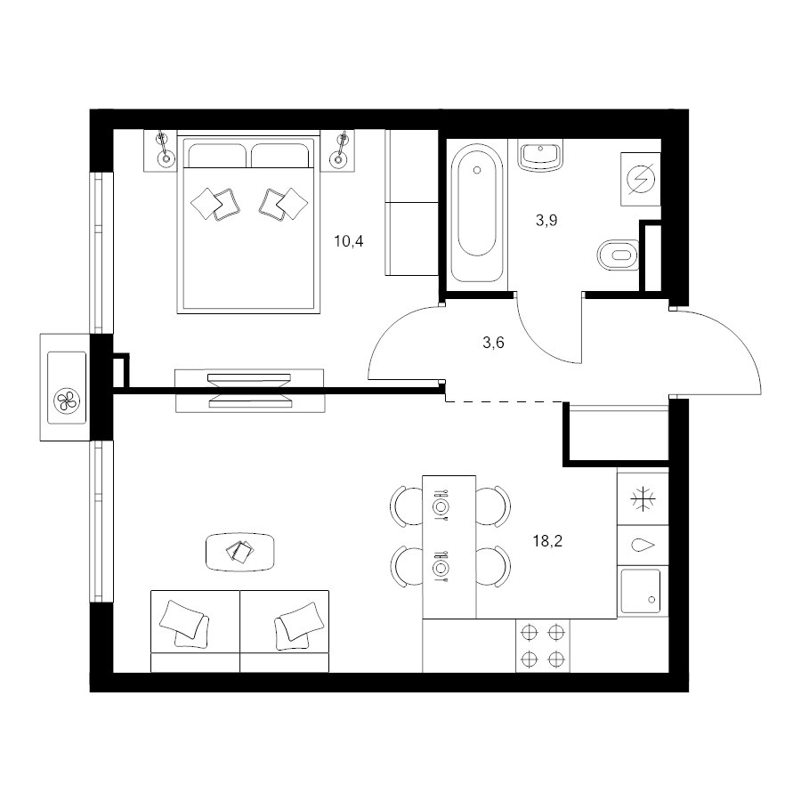 2 ккв (Евро) 36,1 м²