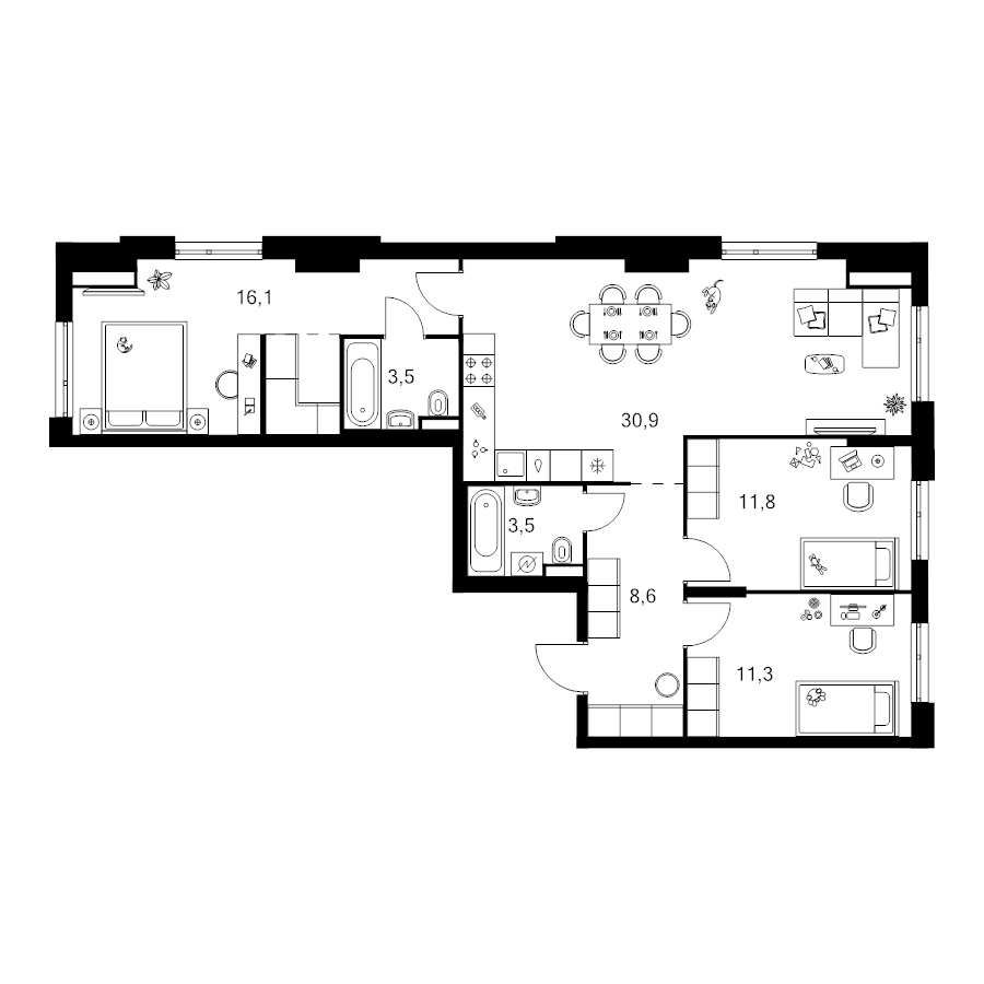 4 ккв (Евро) 88,4 м²