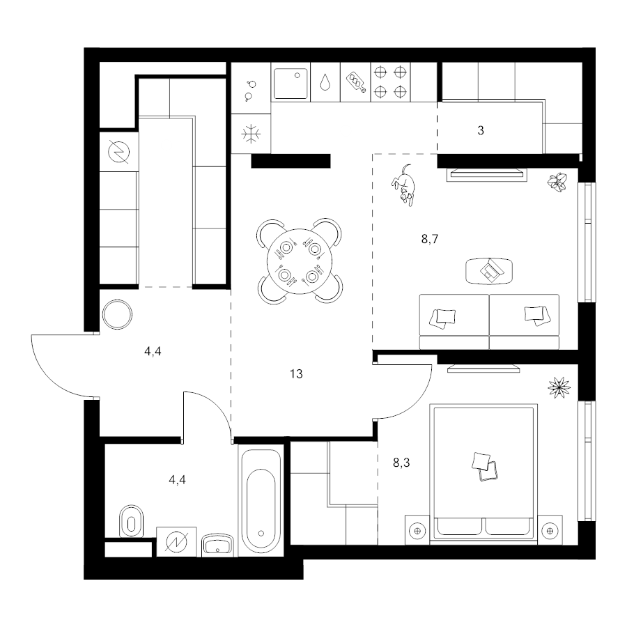 2 ккв (Евро) 49,3 м²