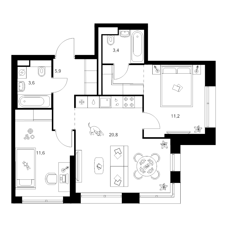 3 ккв (Евро) 59,4 м²