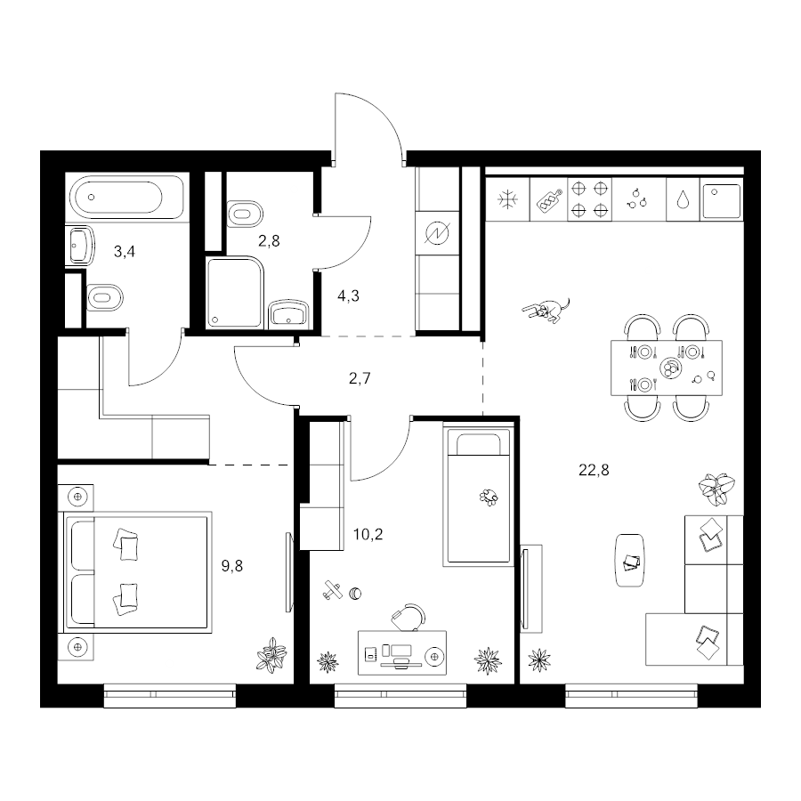 3 ккв (Евро) 61,5 м²