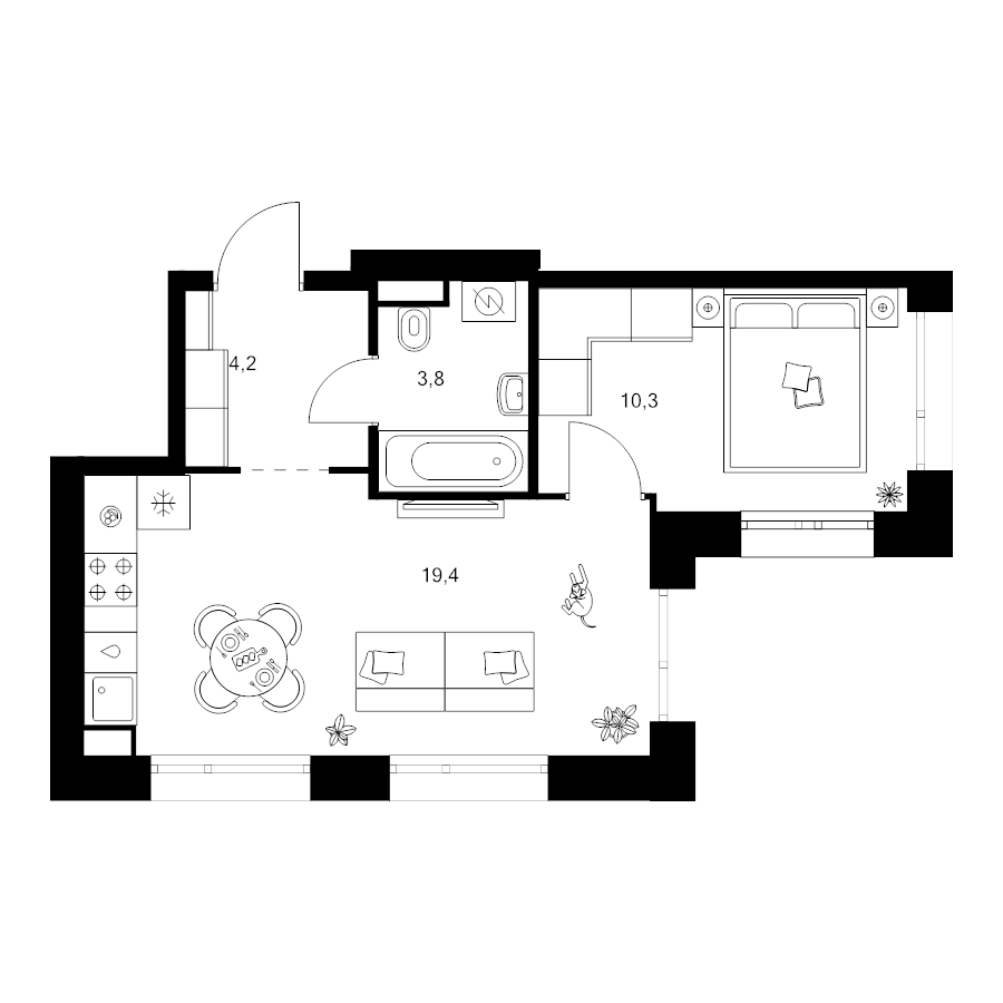 2 ккв (Евро) 37,7 м²